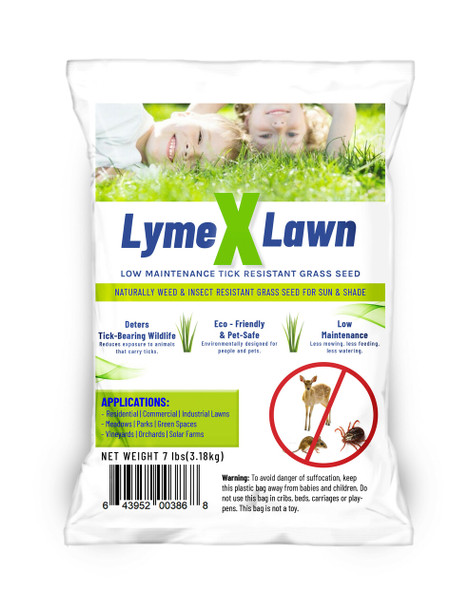 LymeX Lawn Low Maintenance Tick Resistant Grass Seed for Sun & Shade, 7lb.