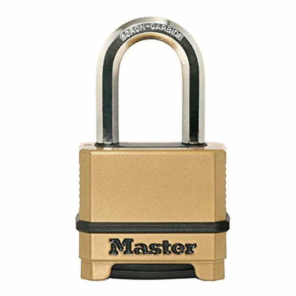Master Lock Heavy Duty Outdoor Combination Lock, Shackle, Brass Finish -1.5"