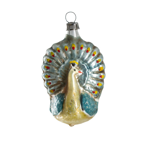 Marolin (#2011201) Hand-blown Glass Ornament, Made in Germany, Little Peacock