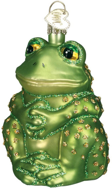 Old World Christmas Glass Blown Ornament (#12221) Sitting Frog,  5"