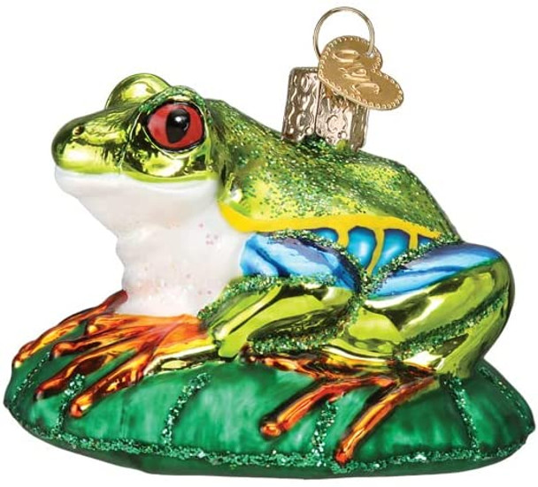 Old World Christmas Hanging Glass Tree Ornament, Red-Eyed Tree Frog