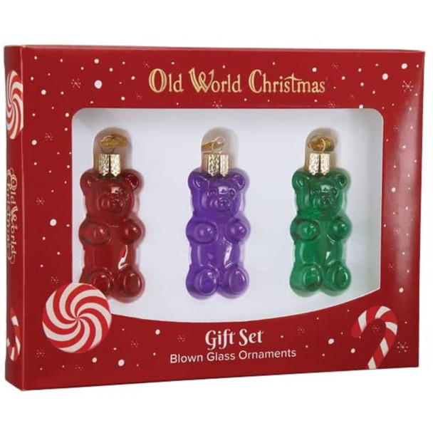 Old World Christmas Jelly Bear Set Glass Blown Ornament for Christmas Tree