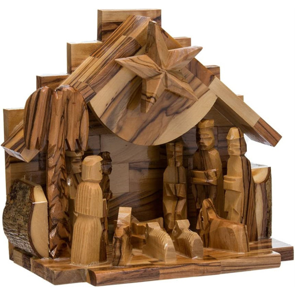 Kurt Adler Handmade Olive Wood Nativity Music Box, 8"