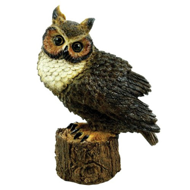 Great Horned Owl Perched by Michael Carr Designs - Outdoor Owl Figurine for gardens, patios and lawns (80053)