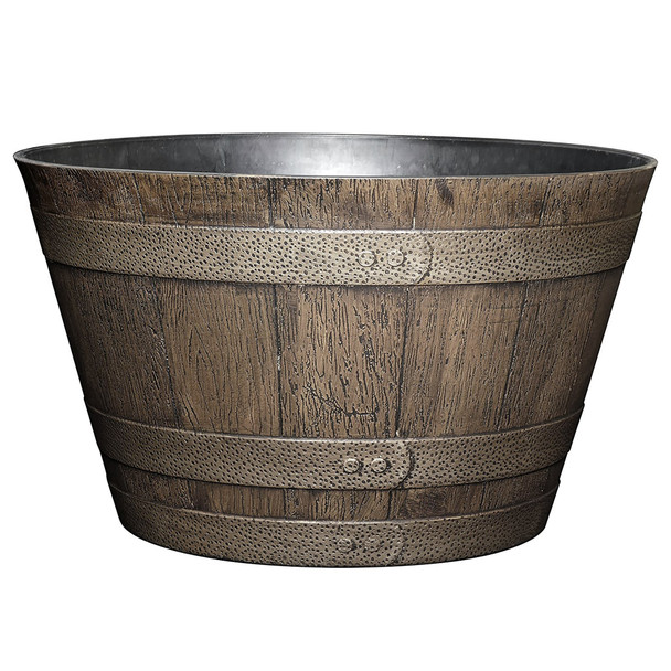 Classic Home and Garden Whiskey Resin Flower Pot Barrel Planter