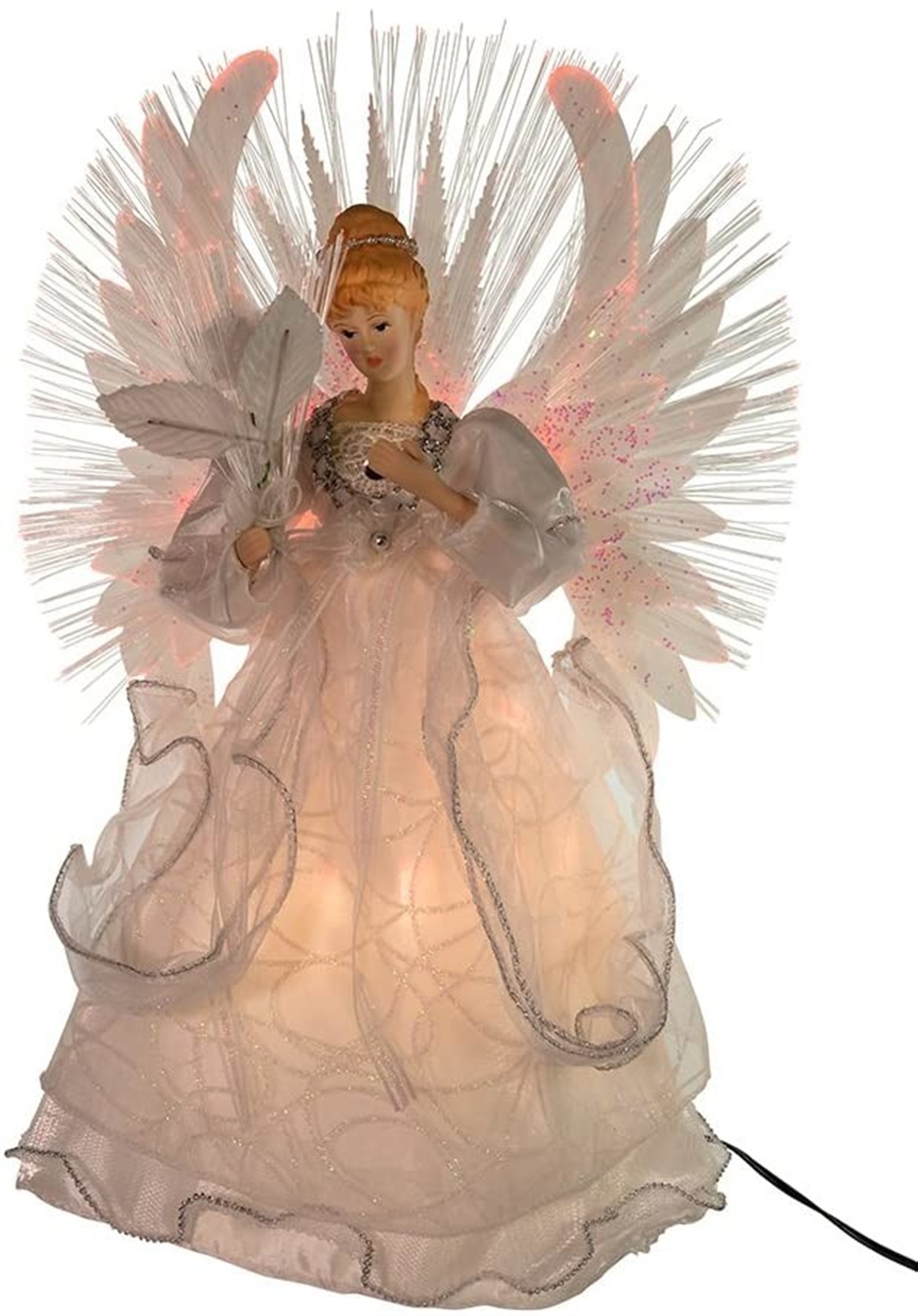 Kurt Adler Fiber-Optic Multi-Colored Angel Lighted Treetop, 14
