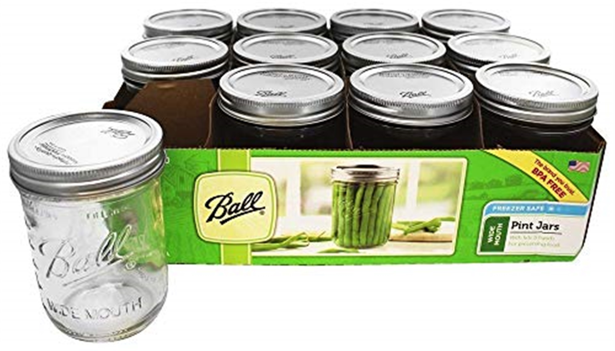 Ball Mason Jars qt. ( 32 oz ) Wide Mouth Bands and Dome Lids 12 / Box