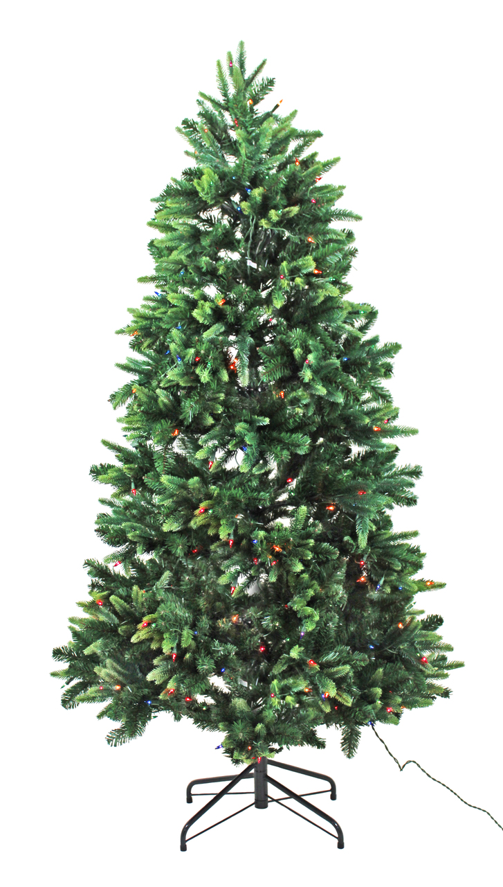 Lapland Artificial Christmas Tree, 350 Multi-Colored Lights, Green 