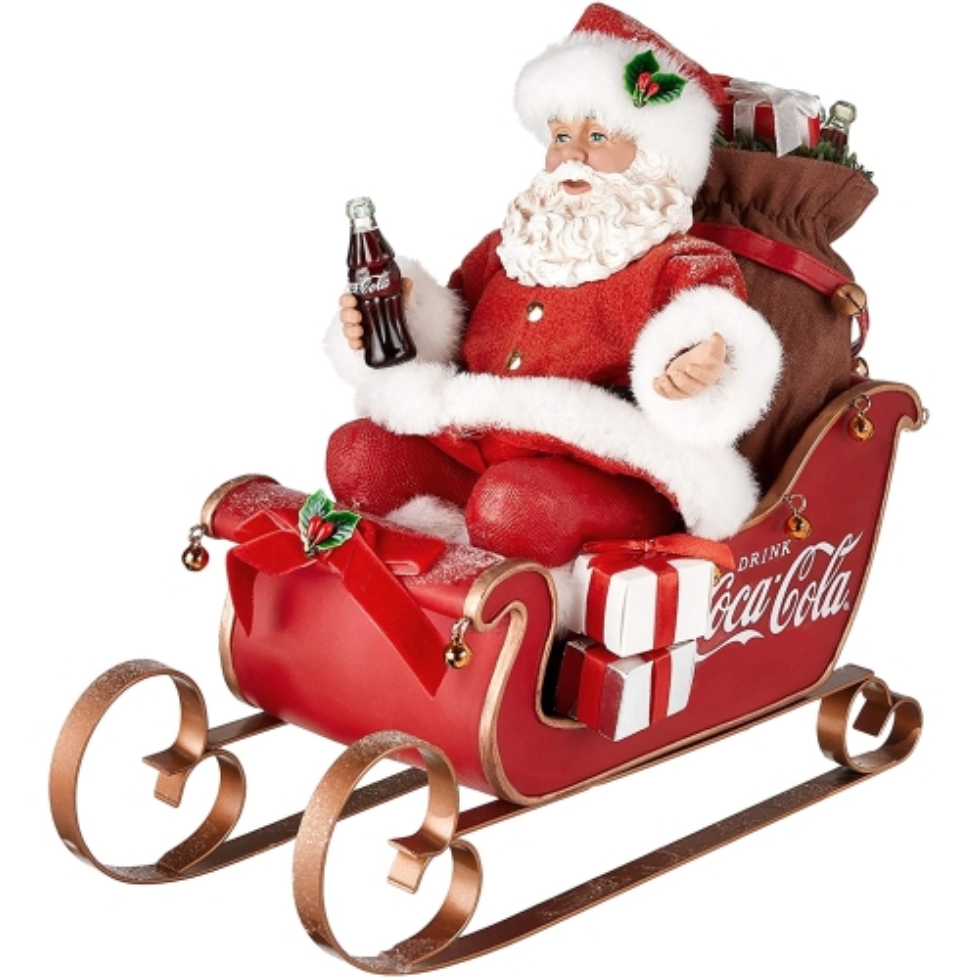 Kurt Adler Fabriche Coca-Cola Santa in Sleigh Tabletop Decoration