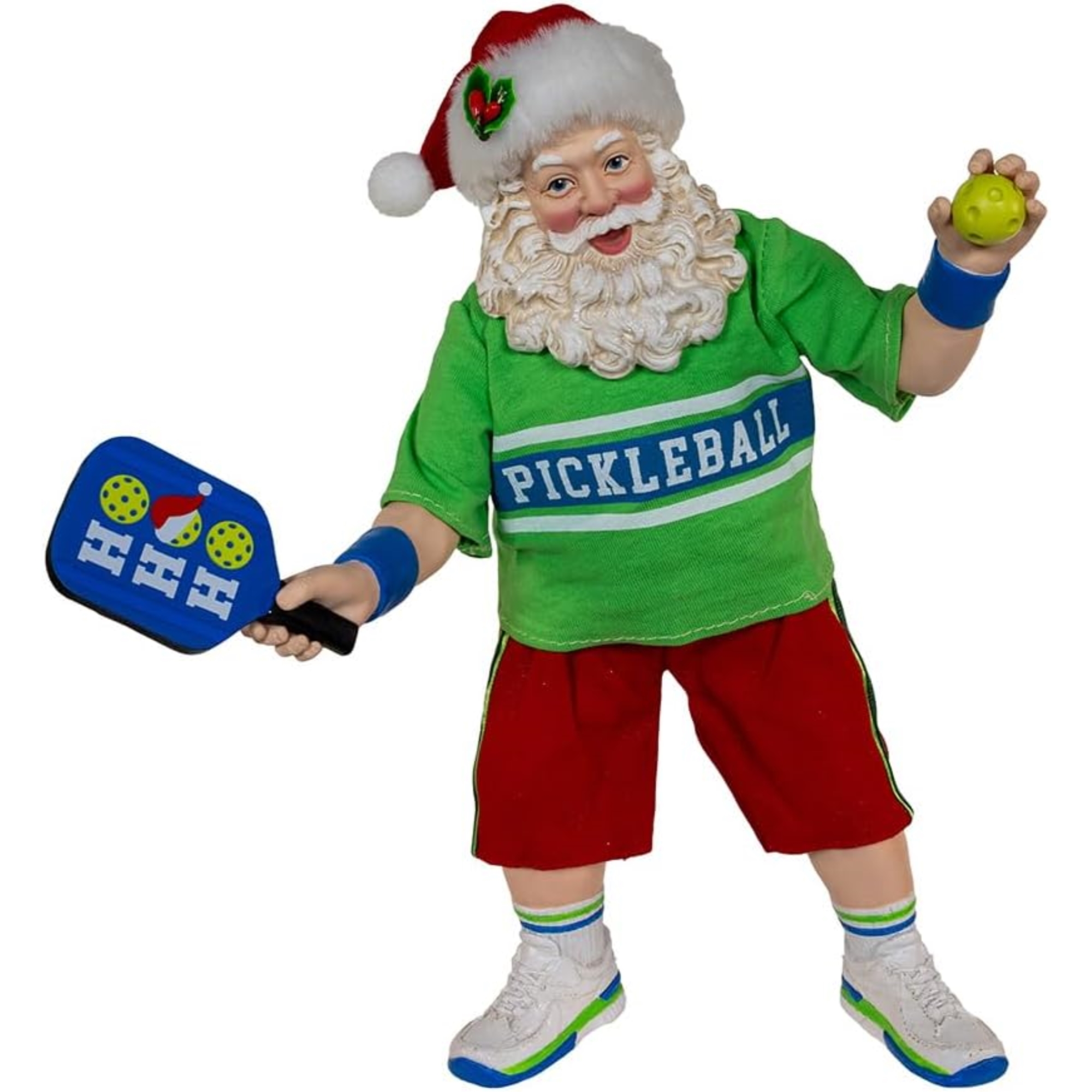 Kurt Adler Fabriche Santa Playing Pickleball Christmas Figurine