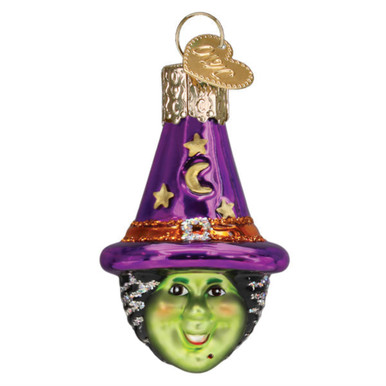 Old World Christmas Blown Glass Ornament for Tree, Mini Witch Head ...