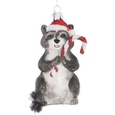 Kurt Adler Noble Gems Glass Ornament for Christmas Tree, Raccoon with ...