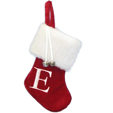 Kurt Adler Monogrammed “E” Miniature Christmas Stocking, 7in - Esbenshades