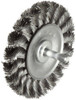 Weiler WEI17681 Standard Wire Wheel Brush, Round Shank, Steel, Partial Twist Knotted, 3-1/4" Diameter, 0.014" Wire Diameter, 1/4" Shank, 5/8" Bristle Length, 3/8" Brush Face Width, 25000 rpm