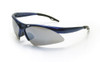 SAS Safety SAS540-0303 Safety Glasses, Diamondback, Wraparound Blue Frame, Scratch Resistant, Anti-Fog, Smoke Mirror Lens