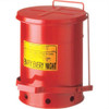 Justrite JUS09100 09100 Galvanized-steel Safety cans For Oily waste Red Foot Operated cover Raised, ventilated Bottom Reinforced ribs Self-closing UL listed FM approved Capacity: 6 gal. (23L)