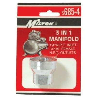 Milton Industries MILS685-4 Milton S-685-4 Three in One 1/4" FNPT Hose Manifold Milton Industries MILS685-4 Milton S-685-4 Three in One 1/4" FNPT Hose Manifold