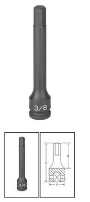 Grey Pneumatic GRE19054M SOC 5MM 3/8D IMP HEX LG MALE BLK