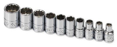SK Hand Tool SKT4946 SK 4946 10 Piece 1/4-Inch Drive 12 Point 3/16-Inch to 9/16-Inch Socket Set