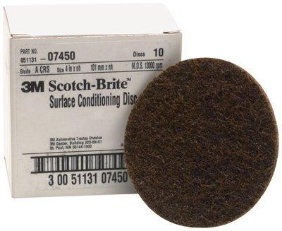 3M MMM7450 Scotch-Brite(TM) Surface Conditioning Disc 07450, 4 in x NH A CRS, 10 per box 3M MMM7450 Scotch-Brite(TM) Surface Conditioning Disc 07450, 4 in x NH A CRS, 10 per box