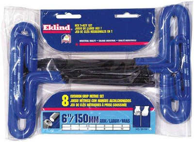 EKLIND TOOL EKL55168 Eklind 55168 Metric 8pc T-Handle Hex Key Set 2mm to 10mm - 6-Inch