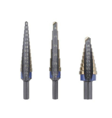 Vise Grip VGP10502CB Unibit® Cobalt Step Drill Sets - cobalt 3pc set 10231 10232 & 10233 Vise Grip VGP10502CB Unibit® Cobalt Step Drill Sets - cobalt 3pc set 10231 10232 & 10233