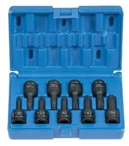Grey Pneumatic GRE1200T Corp. GY1200T .38 in. Drive 9 Piece Internal Star Impact Driver Set