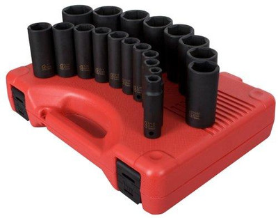 Sunex SUN2641 2641 1/2-Inch Drive Deep SAE Impact Socket Set, Standard/Deep, 6-Point, Cr-Mo, 3/8-Inch - 1-1/2-Inch, 19-Piece