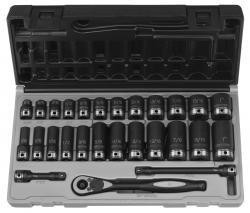 Grey Pneumatic GRE81627RD 81627RD 3/8" Drive 27pc Standard and Deep Length Fractional Duo-Socket Set - 6