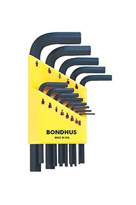 Bondhus BND12237 12237 Set of 13 Hex L-wrenches, Short Length, sizes .050-3/8-Inch
