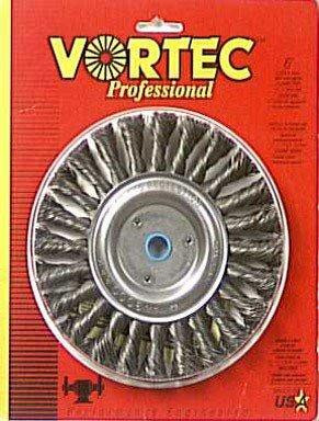 Weiler WEI36027 Vortec Pro Wide Face Wire Wheel Brush, Round Hole, Carbon Steel, Partial Twist Knotted, 6" Diameter, 0.014" Wire Diameter, 5/8-1/2" Arbor, 9000 rpm
