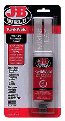 J B Weld JBW50176 J B Weld 50176 KwikWeld Steel Reinforced Epoxy Syringe - Dries Dark Grey - 25 ml J B Weld JBW50176 J B Weld 50176 KwikWeld Steel Reinforced Epoxy Syringe - Dries Dark Grey - 25 ml