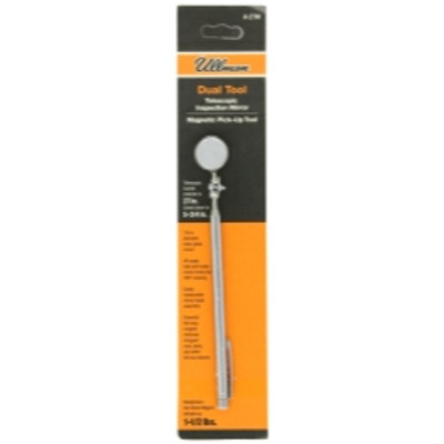 Ullman Devices ULLA-2TM Ullman Circular Telescopic Pocket Inspection Mirror with Magnetic Pick-Up Tool, 7/8" Diameter, 5-3/4" to 27" Extended Handle Length