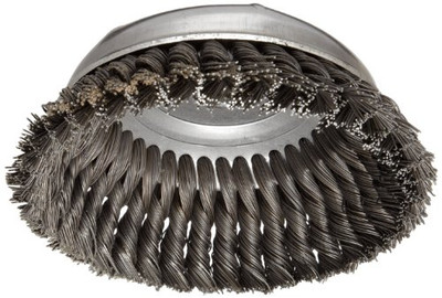 Weiler WEI36045 Vortex Pro Wire Cup Brush, Threaded Hole, Carbon Steel, Partial Twist Knotted, 6" Diameter, 0.025" Wire Diameter, 5/8"-11 Arbor, 6600 rpm (Pack of 1)