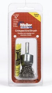 Weiler WEI36046 Wire End Brush, 3/4" Diameter, Coarse Crimped Wire, 1/4" Round Stem, 22,000 RPM Max
