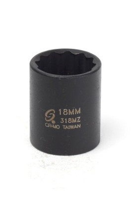 Sunex SUN318MZ 3/8-Inch Drive 18-Mm 12-Point Metric Standard Impact Socket