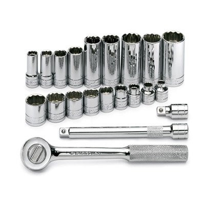 SK Hand Tool SKT4551 SK 21 Piece 3/8-Inch Drive 12 Point 1/4-inch to 3/4-Inch Standard Socket Set