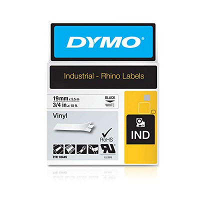 Dymo RNO18445 Rhino 3/4" White Vinyl Labels