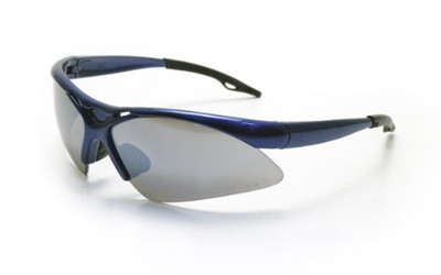 SAS Safety SAS540-0303 Safety Glasses, Diamondback, Wraparound Blue Frame, Scratch Resistant, Anti-Fog, Smoke Mirror Lens