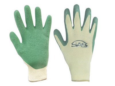 SAS Safety SAS6638 Cotton/Poly Knit with Green Latex Coated Palm Gloves, Large