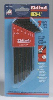 EKLIND TOOL EKL10207 Eklind Hex-L Key Set Long Arm 7 Piece 5/64 " 3/32 " 1/8 " 5/32 " 3/16 " 7/32 " 1/4 " EKLIND TOOL EKL10207 Eklind Hex-L Key Set Long Arm 7 Piece 5/64 " 3/32 " 1/8 " 5/32 " 3/16 " 7/32 " 1/4 "