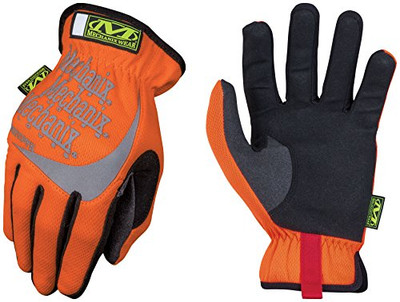 MECHNX MECSFF-99-011 MECHNX X-Large Hi-Viz Orange FastFit Full Finger Synthetic Leather Mechanics Gloves With Elastic Cuff, 3M Scotchlite Reflective Ink Increases Visibility
