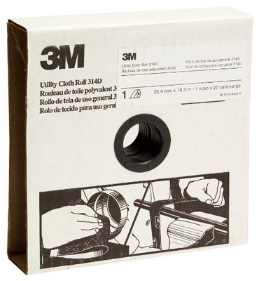 3M MMM19801 Utility Cloth Roll 314D, Aluminum Oxide, 1-1/2" Width x 20 yds Length, P80 Grit, Maroon (Pack of 1)
