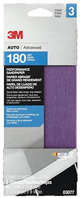 3M MMM3031 Sandpaper, 0, 3-2/3 in x 9 in, 180 grit 3M MMM3031 Sandpaper, 0, 3-2/3 in x 9 in, 180 grit