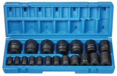 Grey Pneumatic GRE1719 (1719) 1/2" Drive 19-Piece 12-Point Standard Length Fractional Socket Set
