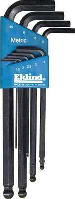 EKLIND TOOL EKL13609 Eklind 13609 Metric 9pc Ball Hex Key Set 1.5mm to 10mm - Long EKLIND TOOL EKL13609 Eklind 13609 Metric 9pc Ball Hex Key Set 1.5mm to 10mm - Long