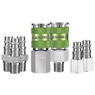 Legacy Manufacturing LEGA53457FZ 7 Piece Flexzilla Pro High Flow Coupler And Plug Kit - 1/4 in. NPT Legacy Manufacturing LEGA53457FZ 7 Piece Flexzilla Pro High Flow Coupler And Plug Kit - 1/4 in. NPT