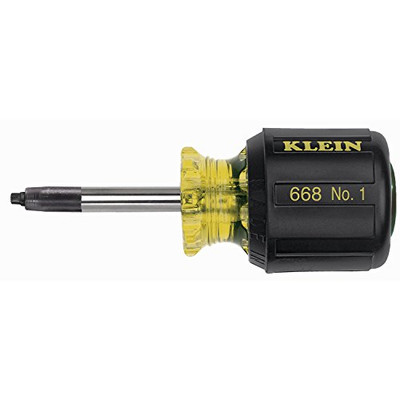 Klein Tools KLE668 no. 1 Square-Recess Tip Screwdriver with 1-1/2-Inch Round-Shank