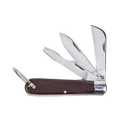 Klein Tools KLE1550-6 3-Blade Pocket Knife - Carbon Steel Sheepfoot, Spearpoint, and Screwdriver-Tip Blades
