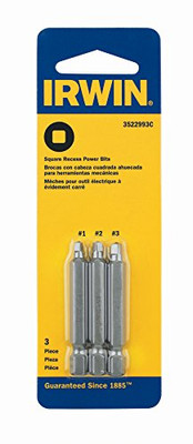 Vise Grip HAN3522031C Power Bit, #1 Square Recess, 1/4" Hex Shank with Groove, 2" Long, Carded, 1 per Card